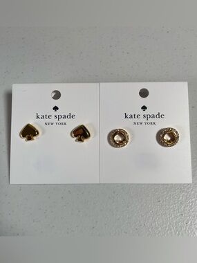 2sets Kate spade Spot The Spade Pave Halo Spade Studs Everyday Spade Metal Studs